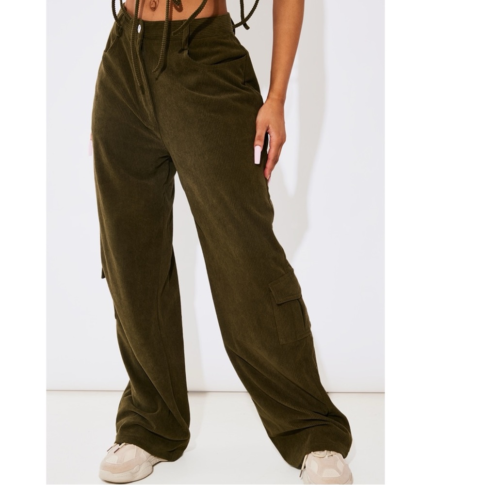 Green cargo corduroy pant